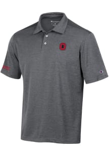 Mens Ohio State Buckeyes Grey Champion Stadium Two Tone Short Sleeve Polo Shirt