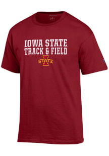 Champion Iowa State Cyclones Cardinal Stacked Track and Field Short Sleeve T Shirt