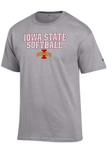 Champion Iowa State Cyclones Grey Stacked Softball Short Sleeve T Shirt