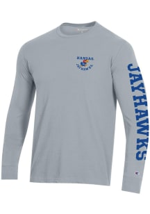 Champion Kansas Jayhawks Grey Stadium Long Sleeve T Shirt
