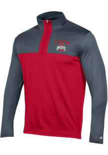 Champion Ohio State Buckeyes Mens Red Stadium Fleece Long Sleeve 1/4 Zip Pullover