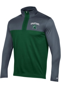 Champion Michigan State Spartans Mens Green Stadium Fleece Long Sleeve 1/4 Zip Pullover