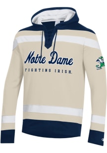 Champion Notre Dame Fighting Irish Mens Navy Blue Big Stripe Hockey Long Sleeve Hoodie