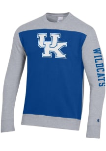 Champion Kentucky Wildcats Mens Grey Yoke Colorblocked Long Sleeve Crew Sweatshirt