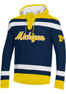 Champion Michigan Wolverines Mens Navy Blue Big Stripe Hockey Long Sleeve Hoodie