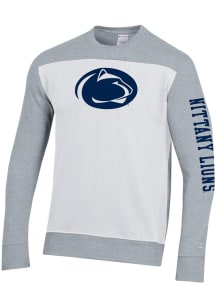 Champion Penn State Nittany Lions Mens White Yoke Colorblocked Long Sleeve Crew Sweatshirt