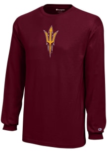 Champion Arizona State Sun Devils Youth Maroon Primary Logo Long Sleeve T-Shirt