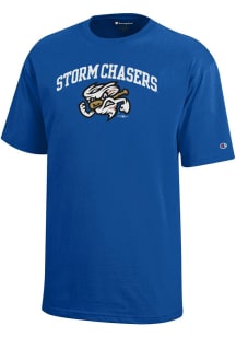 Champion Omaha Storm Chasers Youth Blue Arched Mascot Short Sleeve T-Shirt