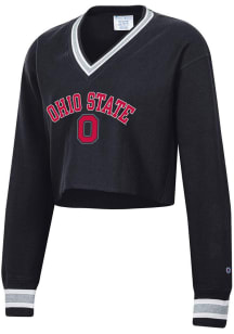 Champion Ohio State Buckeyes Womens Black RW Cropped Crew Sweatshirt
