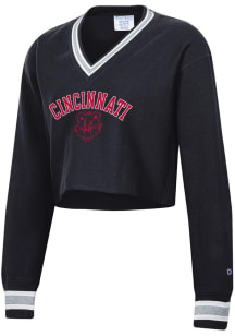 Champion Cincinnati Bearcats Womens Black RW Cropped Crew Sweatshirt