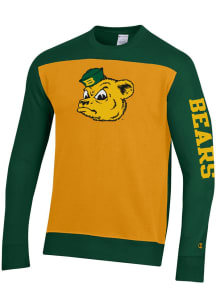 Champion Baylor Bears Mens Gold Yoke Colorblocked Long Sleeve Crew Sweatshirt