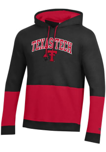 Champion Texas Tech Red Raiders Mens Black Big Stripe Long Sleeve Hoodie