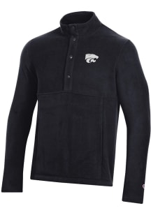 Champion K-State Wildcats Mens Black Explorer Snap Long Sleeve 1/4 Zip Pullover