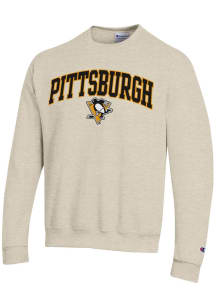 Champion Pittsburgh Penguins Mens Oatmeal Powerblend Long Sleeve Crew Sweatshirt