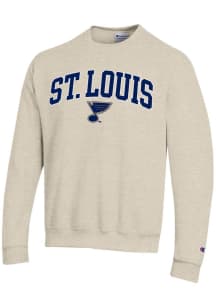 Champion St Louis Blues Mens Oatmeal Powerblend Long Sleeve Crew Sweatshirt