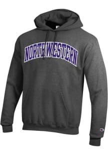 Champion Northwestern Wildcats Mens Charcoal Versa Twill Long Sleeve Hoodie
