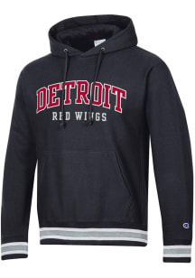 Champion Detroit Red Wings Mens Black Reverse Weave Long Sleeve Hoodie