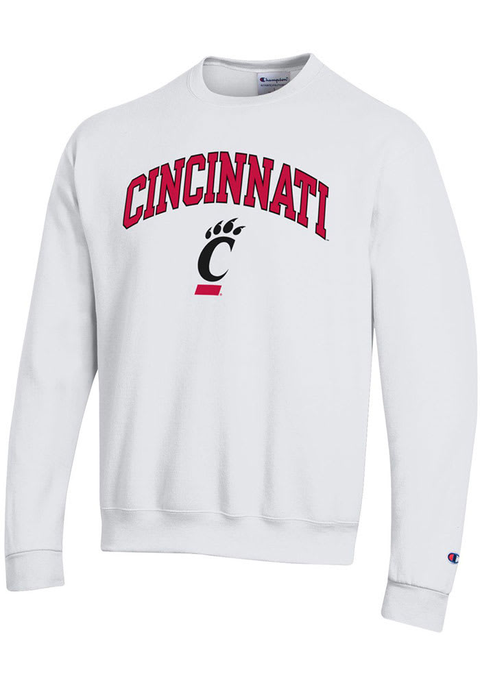 Champion Cincinnati Bearcats Mens White Arch Long Sleeve Crew Sweatshirt