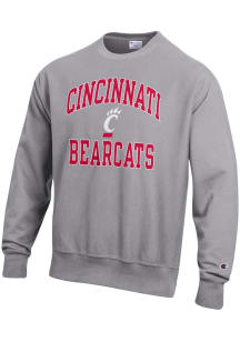 Mens Cincinnati Bearcats Grey Champion Number One Graphic Crew Sweatshirt