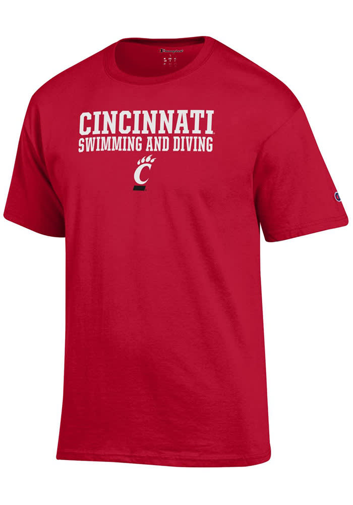 Champion Cincinnati Bearcats Red Swimming and Diving Short Sleeve T Shirt