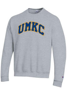 Champion UMKC Roos Mens Grey Versa Twill Long Sleeve Crew Sweatshirt