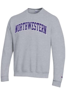 Champion Northwestern Wildcats Mens Grey Versa Twill Long Sleeve Crew Sweatshirt