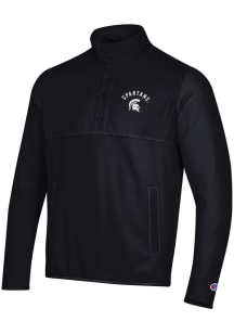 Champion Michigan State Spartans Mens Black Explorer Fleece Long Sleeve 1/4 Zip Pullover