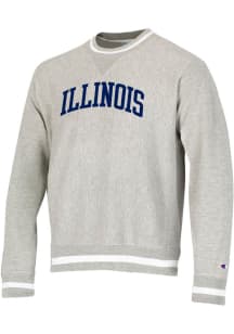 Mens Illinois Fighting Illini Grey Champion Vintage Wash Reverse Weave Crew Sweatshirt