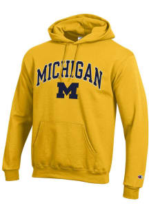 Mens Michigan Wolverines Yellow Champion Arch Mascot Hooded Sweatshirt