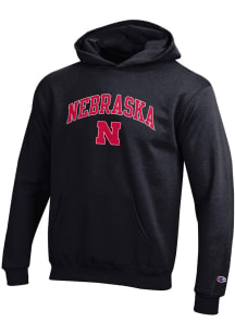 Youth Nebraska Cornhuskers Black Champion No 1 Long Sleeve Hooded Sweatshirt