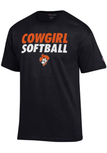 Champion Oklahoma State Cowboys Black Cowgirl Softball Short Sleeve T Shirt