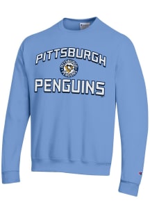 Champion Pittsburgh Penguins Mens Light Blue Heart and Soul Long Sleeve Crew Sweatshirt
