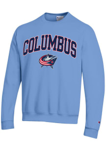 Champion Columbus Blue Jackets Mens Light Blue Arch Name Long Sleeve Crew Sweatshirt