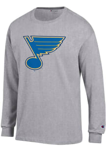 Champion St Louis Blues Grey Primary Logo Long Sleeve T Shirt
