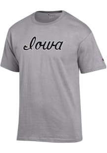 Champion Iowa Hawkeyes Grey Script Short Sleeve T Shirt