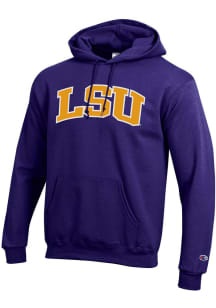 Champion LSU Tigers Mens Purple Twill Arch Name Long Sleeve Hoodie
