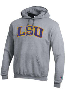 Champion LSU Tigers Mens Grey Twill Arch Name Long Sleeve Hoodie