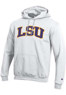 Champion LSU Tigers Mens White Twill Arch Name Long Sleeve Hoodie