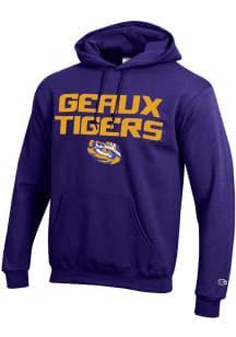 Champion LSU Tigers Mens Purple Stacked Slogan Long Sleeve Hoodie