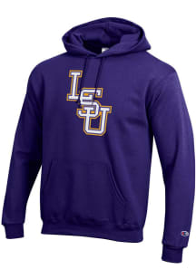 Champion LSU Tigers Mens Purple Interlock Long Sleeve Hoodie