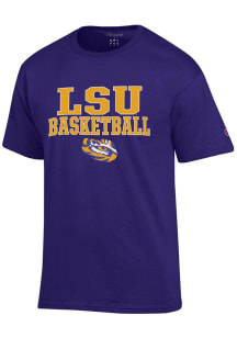 Champion LSU Tigers Purple Stacked Basketball Short Sleeve T Shirt