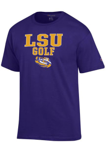 Champion LSU Tigers Purple Stacked Golf Short Sleeve T Shirt