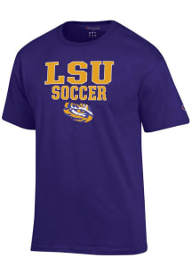 Champion LSU Tigers Purple Stacked Soccer Short Sleeve T Shirt