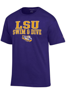 Champion LSU Tigers Purple Stacked Swim and Dive Short Sleeve T Shirt