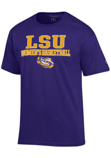 Champion LSU Tigers Purple Stacked Womens Basketball Short Sleeve T Shirt