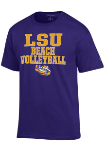 Champion LSU Tigers Purple Stacked Beach Volleyball Short Sleeve T Shirt