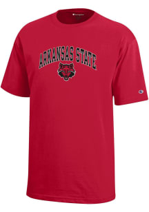 Champion Arkansas State Red Wolves Youth Red Arch Mascot Short Sleeve T-Shirt