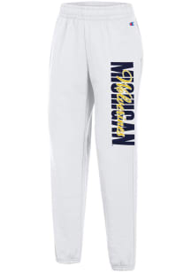 Womens Michigan Wolverines White Champion Powerblend Sweatpants
