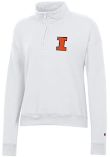 Champion Illinois Fighting Illini Womens White Powerblend Qtr Zip