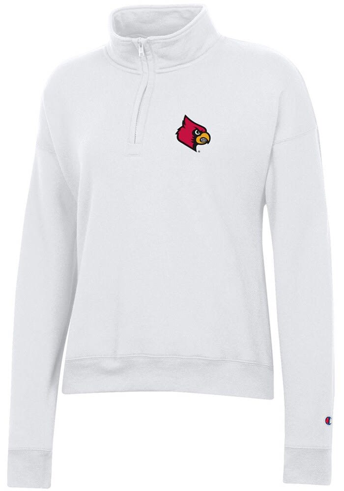 Champion Louisville Cardinals White Arch Mascot Powerblend Long Sleeve Hoodie, White, 50% Cotton / 50% Poly, Size S, Rally House